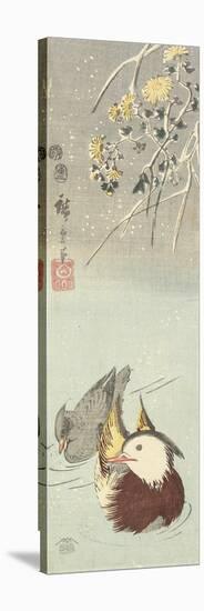 Chrysanthemum and Mandarin Ducks, February 1854-Utagawa Hiroshige-Stretched Canvas