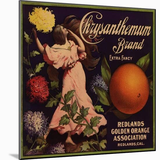 Chrysanthemum Brand - Redlands, California - Citrus Crate Label-Lantern Press-Mounted Art Print