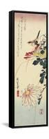 Chrysanthemums and a Shrike, 1830-1858-Utagawa Hiroshige-Framed Stretched Canvas