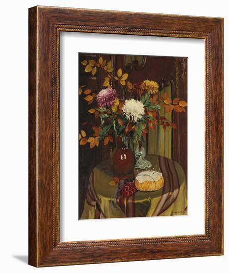 Chrysanthemums and Autumn Foilage; Chrysanthemes Et Feuillage D'Automne, 1922-Felix Edouard Vallotton-Framed Giclee Print