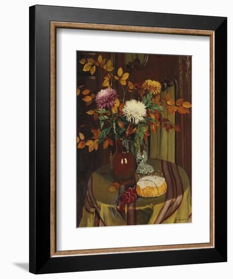 Chrysanthemums and Autumn Foilage; Chrysanthemes Et Feuillage D'Automne, 1922-Felix Edouard Vallotton-Framed Giclee Print