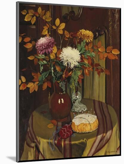 Chrysanthemums and Autumn Foilage; Chrysanthemes Et Feuillage D'Automne, 1922-Felix Edouard Vallotton-Mounted Giclee Print