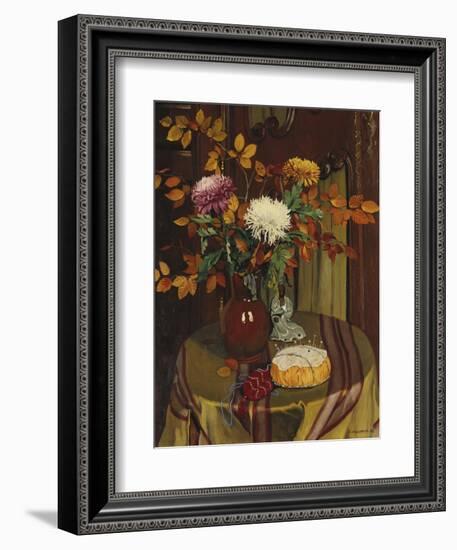 Chrysanthemums and Autumn Foilage; Chrysanthemes Et Feuillage D'Automne, 1922-Felix Edouard Vallotton-Framed Giclee Print