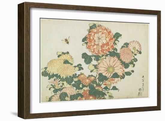 Chrysanthemums and Horsefly, C. 1832-Katsushika Hokusai-Framed Giclee Print