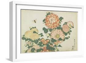 Chrysanthemums and Horsefly, C. 1832-Katsushika Hokusai-Framed Giclee Print