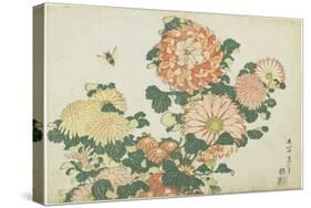 Chrysanthemums and Horsefly, C. 1832-Katsushika Hokusai-Stretched Canvas