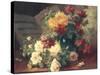 Chrysanthemums and Roses-Eugene Henri Cauchois-Stretched Canvas