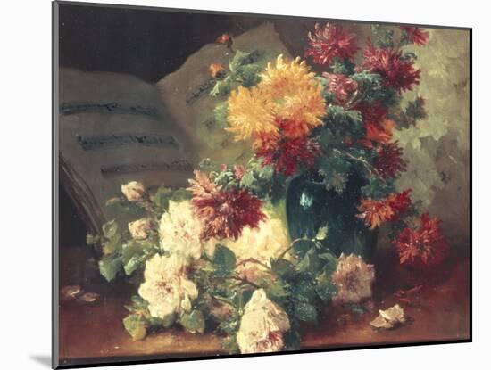 Chrysanthemums and Roses-Eugene Henri Cauchois-Mounted Giclee Print