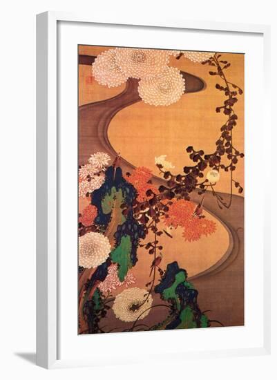 Chrysanthemums by a Stream with Rocks-Jakuchu Ito-Framed Giclee Print