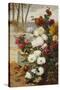 Chrysanthemums in a Walled Garden-Eugene Henri Cauchois-Stretched Canvas