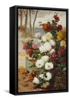 Chrysanthemums in a Walled Garden-Eugene Henri Cauchois-Framed Stretched Canvas