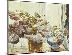 Chrysanthemums, (Oil on Canvas)-Walter Elmer Schofield-Mounted Giclee Print