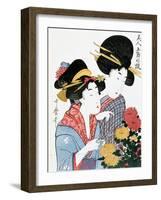 Chrysanthemums, Ukiyo-e print, Japan-Kitagawa Utamaro-Framed Giclee Print