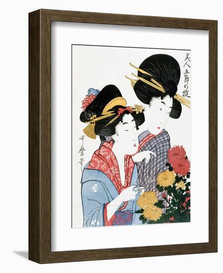 Chrysanthemums, Ukiyo-e print, Japan-Kitagawa Utamaro-Framed Giclee Print