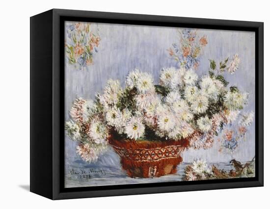 Chrysanthemums-Claude Monet-Framed Stretched Canvas