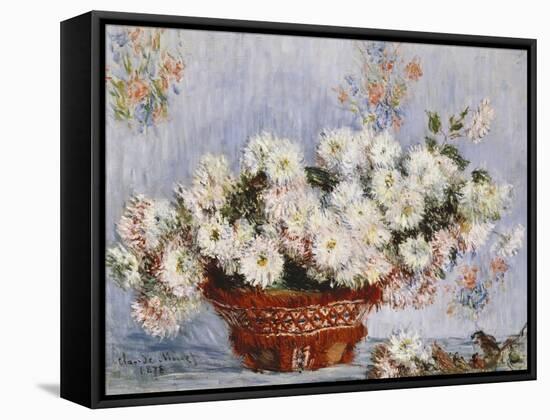 Chrysanthemums-Claude Monet-Framed Stretched Canvas