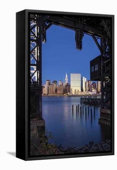 Chrysler and Un Buildings and Midtown Manhattan Skyline from Queens, New York City, New York, USA-Jon Arnold-Framed Stretched Canvas