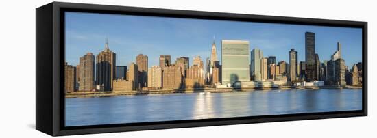 Chrysler and Un Buildings and Midtown Manhattan Skyline from Queens, New York City, New York, USA-Jon Arnold-Framed Stretched Canvas
