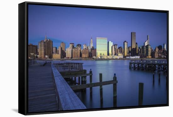 Chrysler and Un Buildings and Midtown Manhattan Skyline from Queens, New York City, New York, USA-Jon Arnold-Framed Stretched Canvas