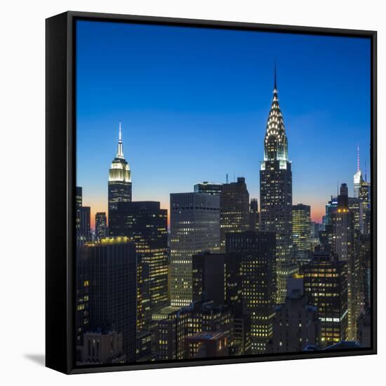 Chrysler Building and Empire State Building, Midtown Manhattan, New York City, New York, USA-Jon Arnold-Framed Stretched Canvas