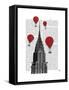 Chrysler Building and Red Hot Air Balloons-Fab Funky-Framed Stretched Canvas