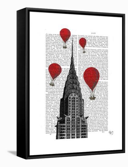 Chrysler Building and Red Hot Air Balloons-Fab Funky-Framed Stretched Canvas