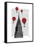 Chrysler Building and Red Hot Air Balloons-Fab Funky-Framed Stretched Canvas