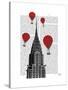 Chrysler Building and Red Hot Air Balloons-Fab Funky-Stretched Canvas