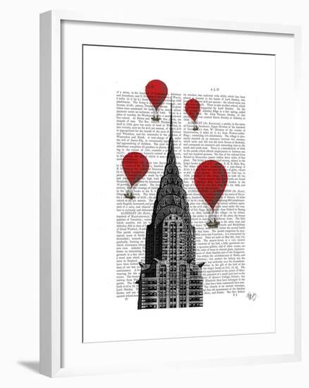 Chrysler Building and Red Hot Air Balloons-Fab Funky-Framed Art Print