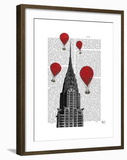 Chrysler Building and Red Hot Air Balloons-Fab Funky-Framed Art Print