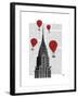 Chrysler Building and Red Hot Air Balloons-Fab Funky-Framed Art Print