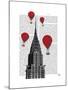 Chrysler Building and Red Hot Air Balloons-Fab Funky-Mounted Art Print