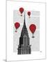 Chrysler Building and Red Hot Air Balloons-Fab Funky-Mounted Art Print