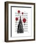 Chrysler Building and Red Hot Air Balloons-Fab Funky-Framed Art Print