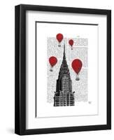 Chrysler Building and Red Hot Air Balloons-Fab Funky-Framed Art Print