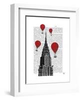 Chrysler Building and Red Hot Air Balloons-Fab Funky-Framed Art Print