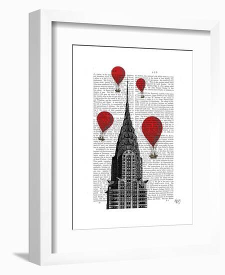 Chrysler Building and Red Hot Air Balloons-Fab Funky-Framed Art Print