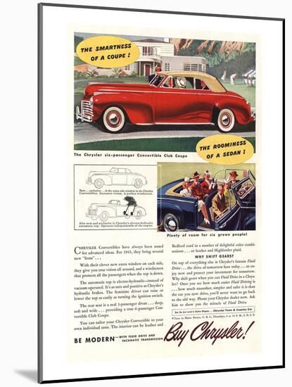 Chrysler Convertible Club Coupe-null-Mounted Art Print