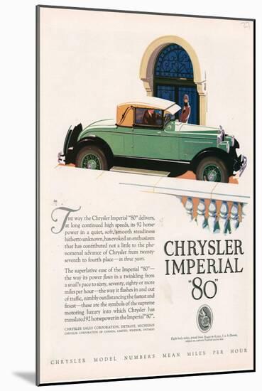 Chrysler Imperial, Magazine Advertisement, USA, 1927-null-Mounted Giclee Print