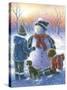 Chubby Snowman Boy & Girls-Vickie Wade-Stretched Canvas