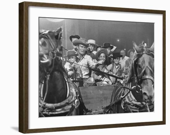 Chuck Connors in Scenes from This TV Series in Which He Stars with His Kids Among the Child Actors-Grey Villet-Framed Premium Photographic Print