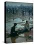 Chuck Morgan Sitting in the Mud and Water with a Friend, During Woodstock Music and Art Fair-John Dominis-Stretched Canvas