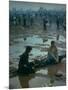 Chuck Morgan Sitting in the Mud and Water with a Friend, During Woodstock Music and Art Fair-John Dominis-Mounted Photographic Print