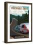 Chuckanut Drive - Bellingham, WA - Retro Camper-Lantern Press-Framed Art Print