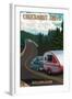 Chuckanut Drive - Bellingham, WA - Retro Camper-Lantern Press-Framed Art Print