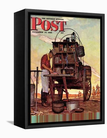 "Chuckwagon," Saturday Evening Post Cover, September 14, 1946-Mead Schaeffer-Framed Stretched Canvas