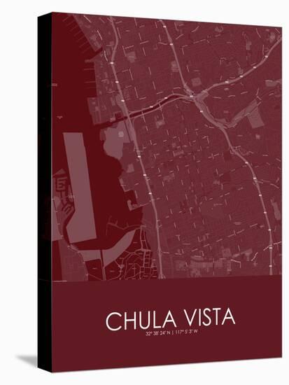 Chula Vista, United States of America Red Map-null-Stretched Canvas