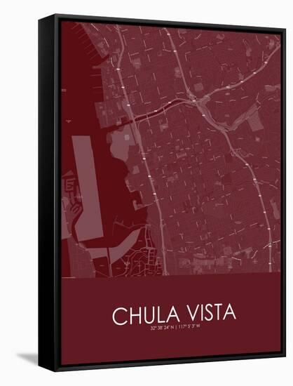 Chula Vista, United States of America Red Map-null-Framed Stretched Canvas