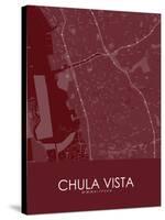 Chula Vista, United States of America Red Map-null-Stretched Canvas