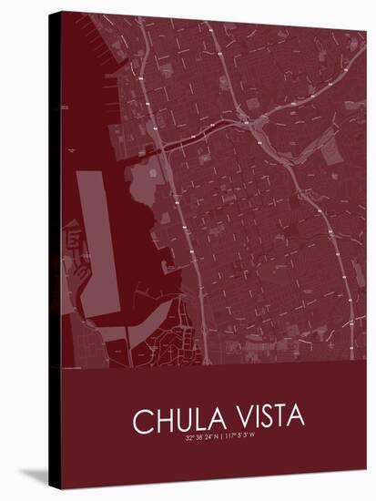 Chula Vista, United States of America Red Map-null-Stretched Canvas